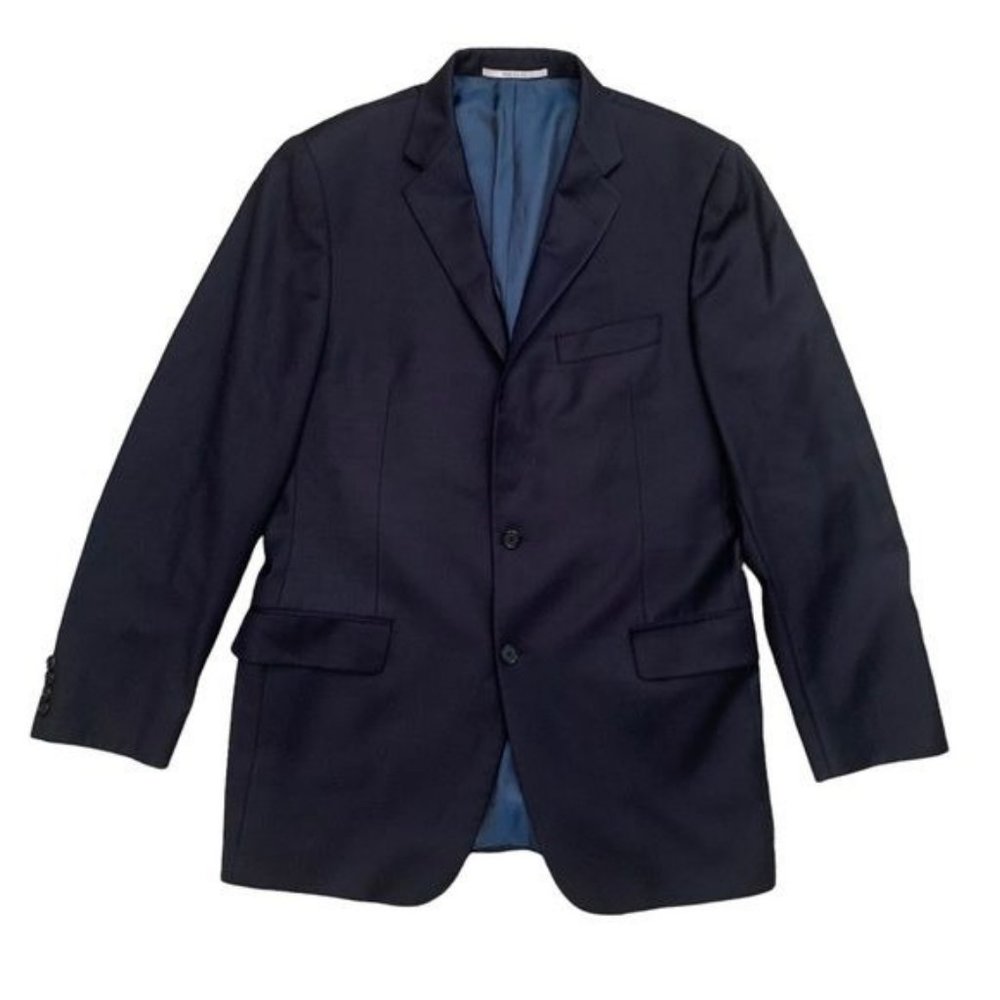 Hickey Freeman Milburn II Navy Blue Blazer 100% Worsted Wool Size 42L